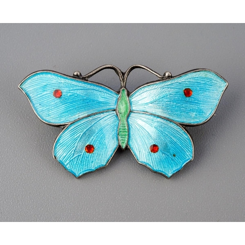 285 - J Aitkin & Son enamel butterfly. Stamped Sterling Silver JA&S 1086  approx length 31mm, approx gross... 