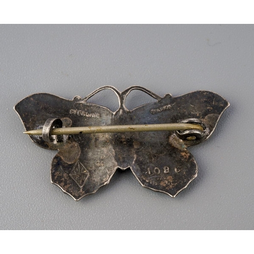 285 - J Aitkin & Son enamel butterfly. Stamped Sterling Silver JA&S 1086  approx length 31mm, approx gross... 