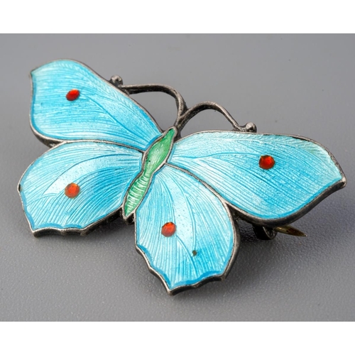285 - J Aitkin & Son enamel butterfly. Stamped Sterling Silver JA&S 1086  approx length 31mm, approx gross... 