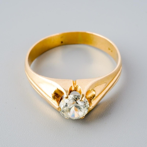 297 - A synthetic moissanite single stone ring. The synthetic moissanite, within an extended claw setting,... 