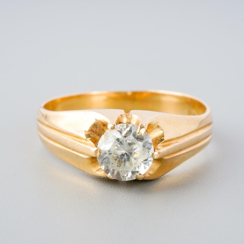 297 - A synthetic moissanite single stone ring. The synthetic moissanite, within an extended claw setting,... 