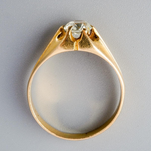 297 - A synthetic moissanite single stone ring. The synthetic moissanite, within an extended claw setting,... 