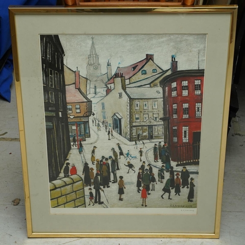 Laurence Stephen Lowry RBA, RA (1887-1976)
Berwick-on-Tweed
colour print, approx 55 x 43cm 
Signed in pencil on margin lower right, with Fine Art Trade Guild and ACL lettering on the blindstamp, framed and glazed [1]