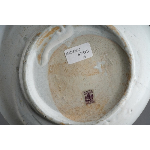 137 - Two Tek Sing blue and white shallow bowls with feather decoration, each bearing ex Nagel Auction off... 