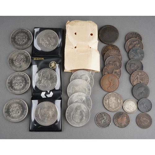 312 - A collection of commemorative coins to inc. 1812 shilling from Leeds (Q)