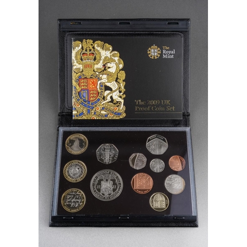 315 - The Royal Mint, The 2009 UK Proof Coin Set, to include the Kew Gardens 50p, with booklet in black le... 