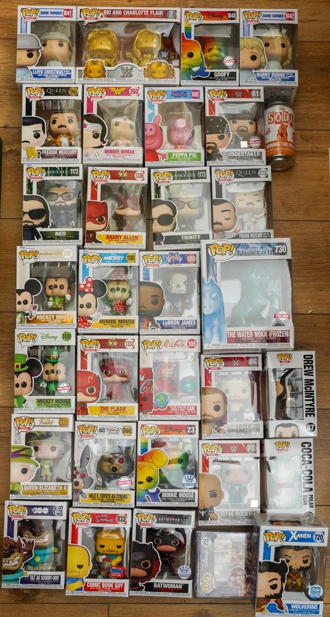 Two boxes containing thirty one various Funko Pop vinyl figures in ...