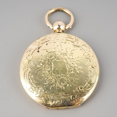 A late 19th century locket. The scroll and floral locket opening to ...