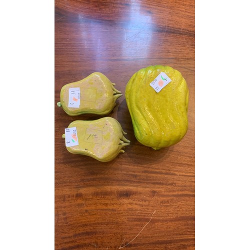 124 - Three Chinese ceramic Altar fruits comprising three Buddha's Hand Citrons [3]