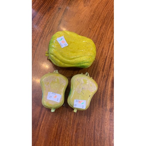 124 - Three Chinese ceramic Altar fruits comprising three Buddha's Hand Citrons [3]