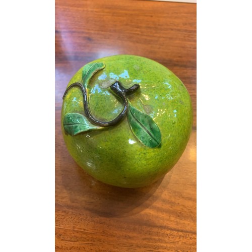 126 - Three Chinese ceramic Altar fruit including peach and apples [3]