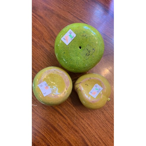 126 - Three Chinese ceramic Altar fruit including peach and apples [3]