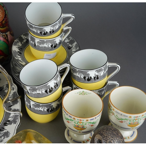 A Foley China part tea service in the 271 silhouette monochrome band ...