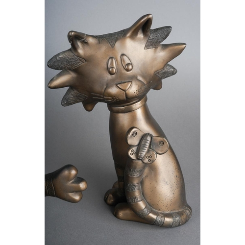 18 - A set of three Helen Rhodes bronzed resin limited edition cat figures, comprising Praline (flower on... 