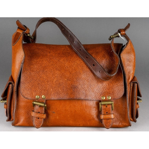 21 - A Mulberry Brooke satchel style shoulder bag in tan leather, fold over top flap with decorative buck... 