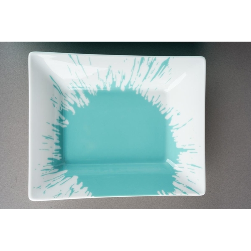 51 - A boxed Tiffany & Co Portuguese porcelain rectangular dish with printed splash design, numbered 3446... 