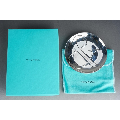61 - A Tiffany & Co circular silver ampersand pin tray, stamped to the back 
