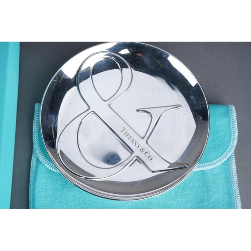 61 - A Tiffany & Co circular silver ampersand pin tray, stamped to the back 