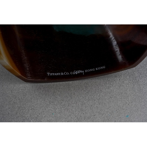 74 - A boxed Tiffany & Co banded agate torque bangle designed by Frank Gehry, an interior edge marked 