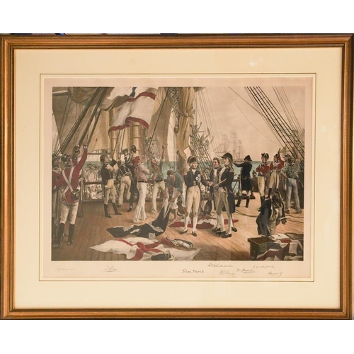 399 - AFTER THOMAS DAVIDSON, (Act. 1863-1903, BRITISH)
Nelson's Last Signal at Trafalgar, hand coloured pr... 