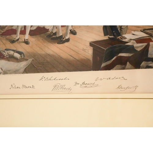 399 - AFTER THOMAS DAVIDSON, (Act. 1863-1903, BRITISH)
Nelson's Last Signal at Trafalgar, hand coloured pr... 