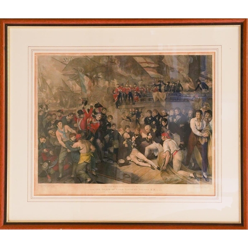400 - After B. West The Death of Lord Viscount Nelson.K.B engraving by James Heath with hand coloured deta... 