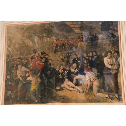 400 - After B. West The Death of Lord Viscount Nelson.K.B engraving by James Heath with hand coloured deta... 