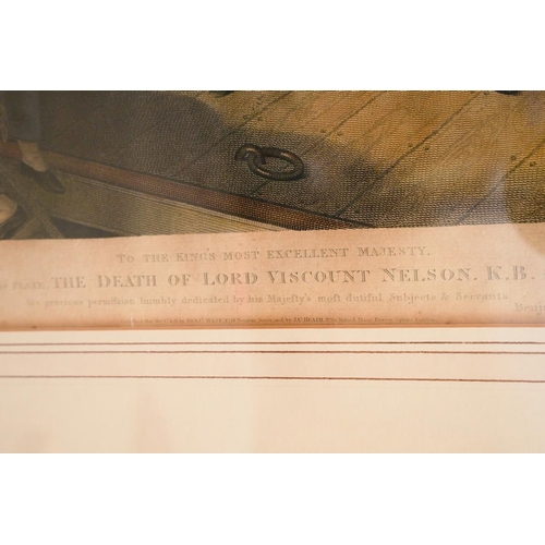 400 - After B. West The Death of Lord Viscount Nelson.K.B engraving by James Heath with hand coloured deta... 