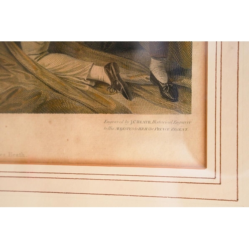 400 - After B. West The Death of Lord Viscount Nelson.K.B engraving by James Heath with hand coloured deta... 