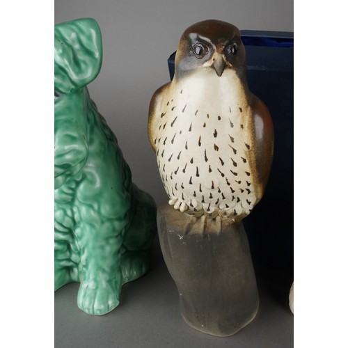 419 - Two large seated Sylvac terriers model number 1380 (28 cm tall approx) together with a boxed Royal D... 