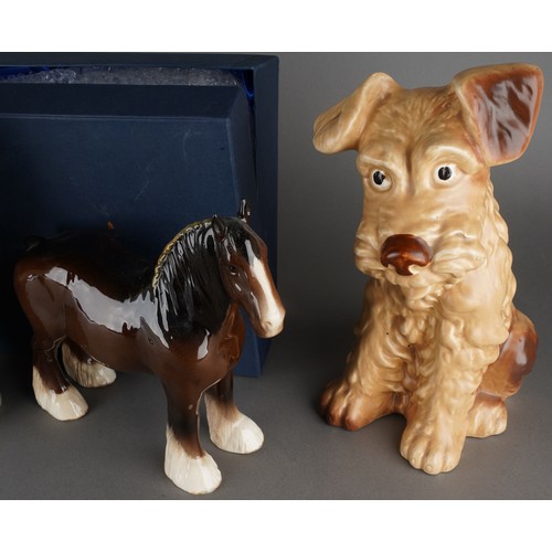 419 - Two large seated Sylvac terriers model number 1380 (28 cm tall approx) together with a boxed Royal D... 
