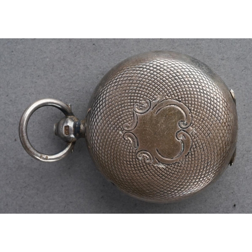 455 - A late Victorian silver sovereign case of circular form, engine turned decoration with vacant scroll... 