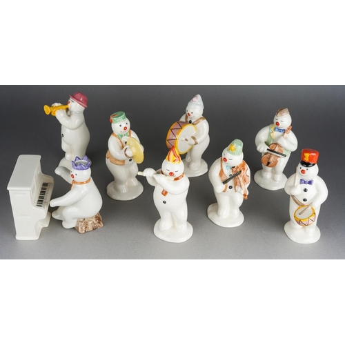 524 - Eight Royal Doulton Snowman band figures from The Snowman Gift Collection including Pianist, Drummer... 