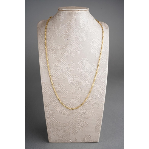 538 - A 9ct gold necklace. Designed as a 9ct yellow gold rope twist chain, approx length 450mm, stamped It... 