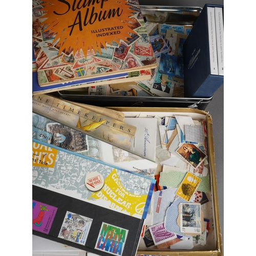 697 - A collection of various stamps to include some in albums and some loose to include sheets of Isle of... 
