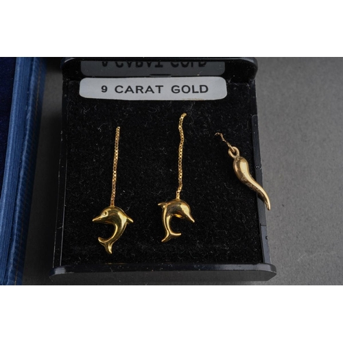 732 - A selection of yellow metal earrings. To include two pair of earrings and one odd earring. Approx le... 