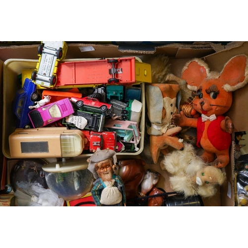 997 - Assorted vintage toys including loose Matchbox cars, trucks and vans, H.C.F Basil Brush, a felt mous... 