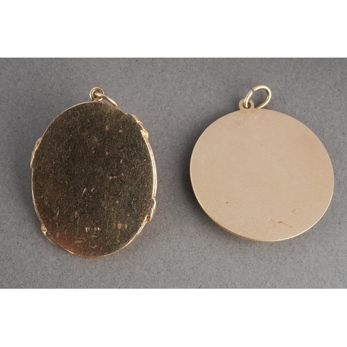 1067 - Two American Dankner charms. To include a floral charm (stamped 14k, sponsors mark rubbed), together... 