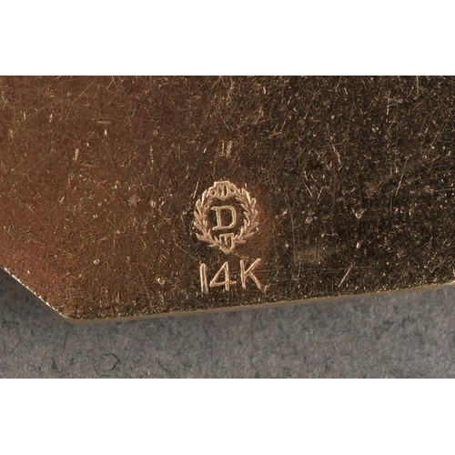 1068 - Two American Dankner charms. To include a swivel 'Together Forever' charm (stamped Co 14k), together... 