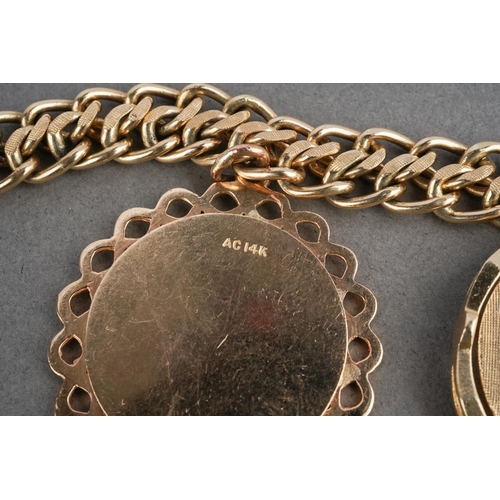 1070 - An American charm bracelet with charms attributed to Dankner. The solid fancy curb link chain suspen... 