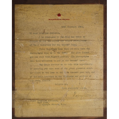 96 - Militaria / Royal Interest: Two framed gilt framed photographs of Their Majesties King George V and ... 