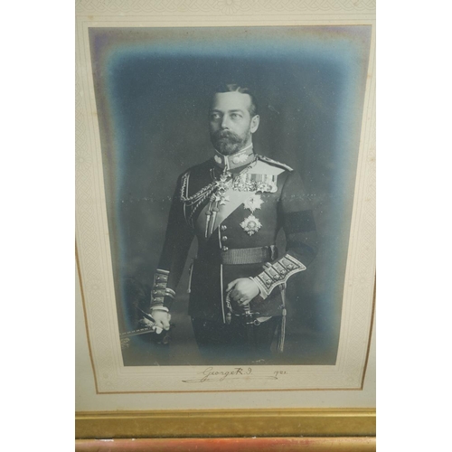 96 - Militaria / Royal Interest: Two framed gilt framed photographs of Their Majesties King George V and ... 