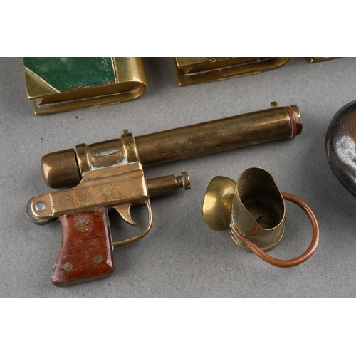 105 - Trench Art collection and elephant corkscrew