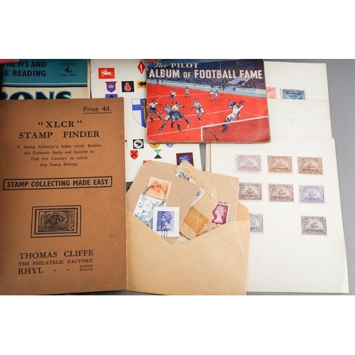 143 - A collection of World stamp, cigarette cards and trade cards, in albums and loose, including The Tri... 