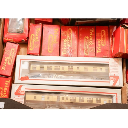 154 - Three boxes of  OO gauge railwayana, mostly Triang, including a boxed R.859 LNER 4-4-0 