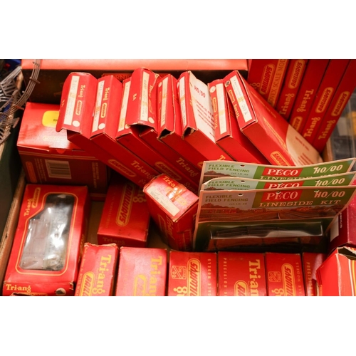 154 - Three boxes of  OO gauge railwayana, mostly Triang, including a boxed R.859 LNER 4-4-0 