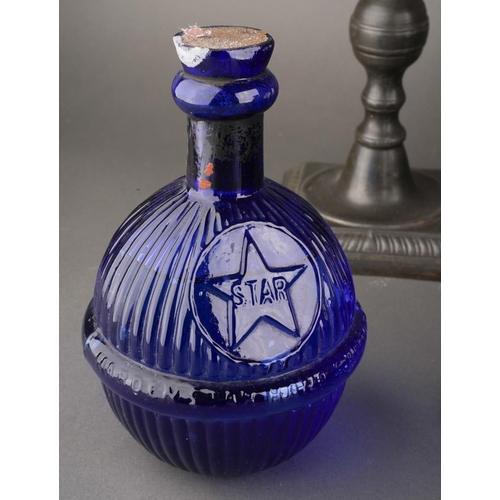 199 - A pair of 18th Century style possibly French pewter candlesticks, urn shaped sconces with scroll bra... 