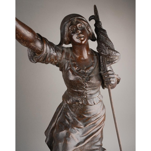 208 - After Mestais, a pair of French Spelter figures of a Fisherman and Wife titled  