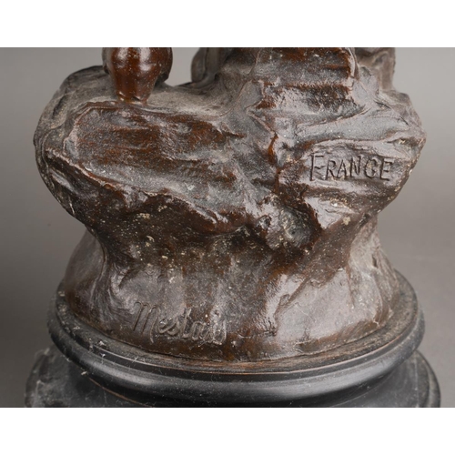 208 - After Mestais, a pair of French Spelter figures of a Fisherman and Wife titled  