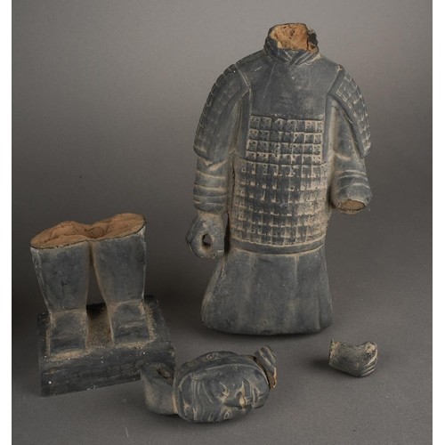 306 - Two Replica Terracotta standing Chinese Warriors, 38cm high approx one af, one with repair to neck.
... 